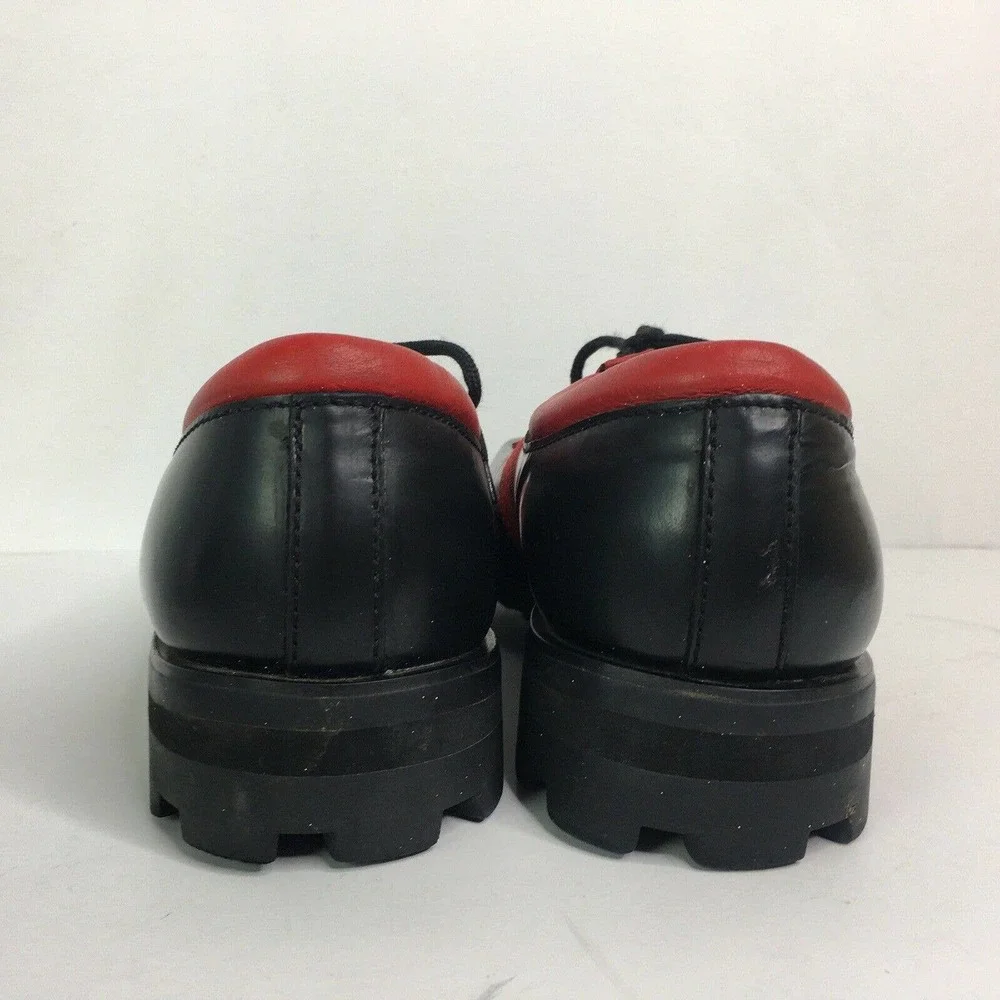 John Fluevog Black Red Stripe Shoes Oxford Square Toe 2nd Heaven Men Size 10.5 - Picture 7 of 12